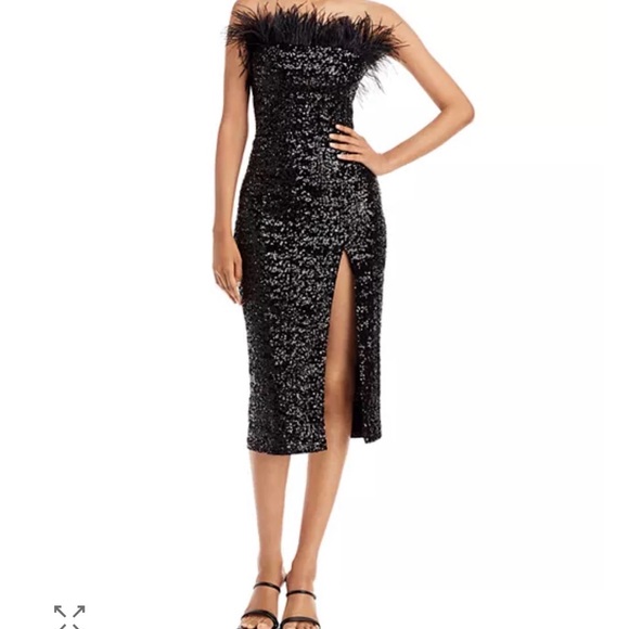 Amanda Uprichard Black Strapless Sequin Dress nwt - Picture 1 of 6